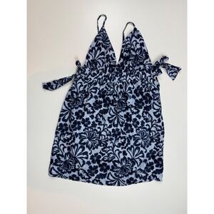 Aerie Floral Print Cami Top Tie Strap Sleeveless‎ Casual Blue Size M